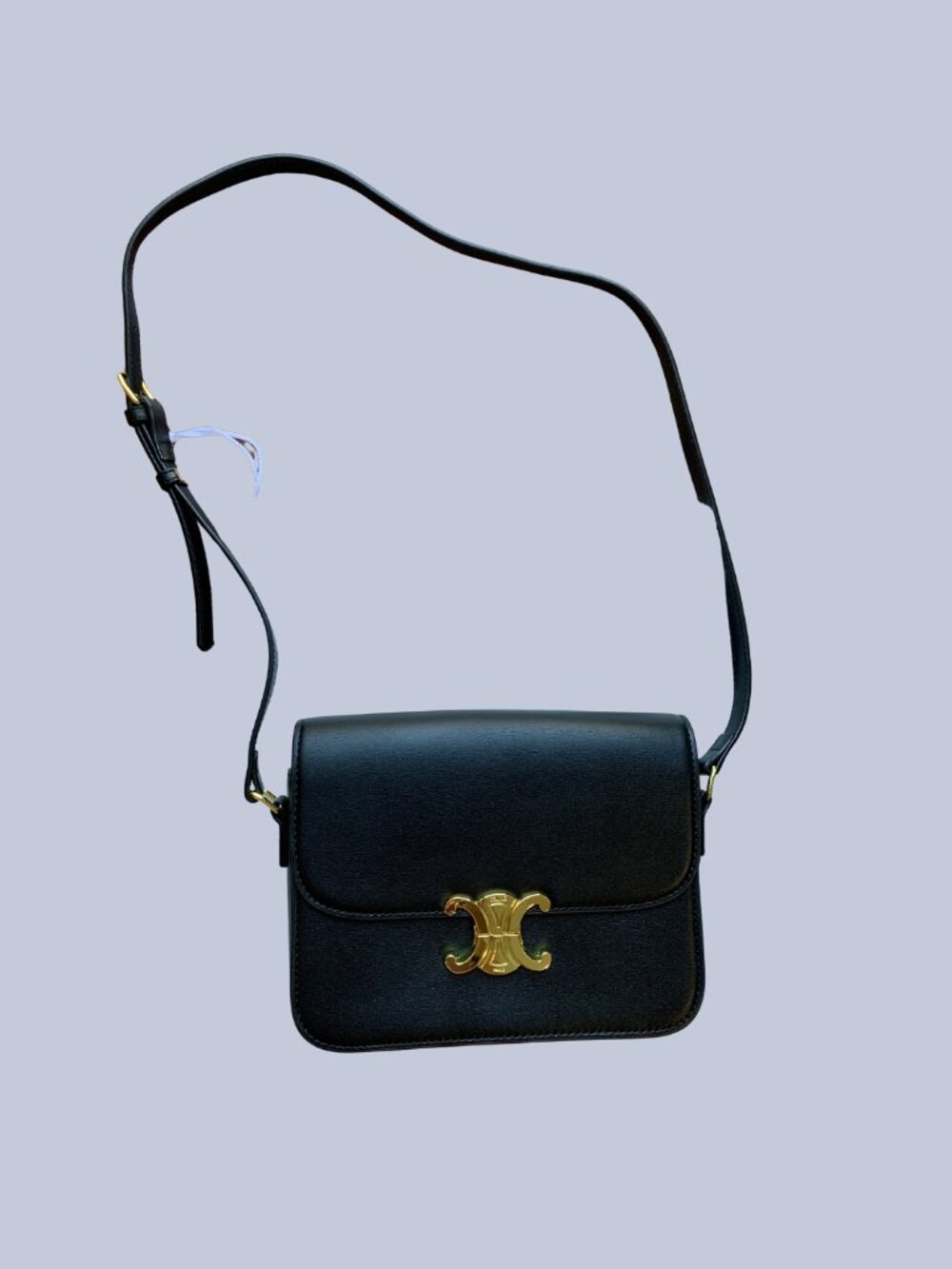 Celine Teen Triomphe Shoulder / Crossbody Bag in Smooth Black Calfskin